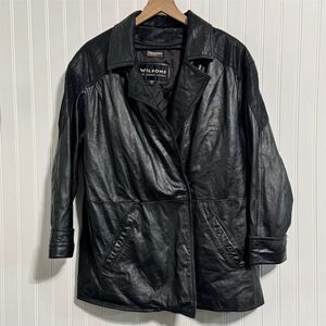 Vintage‎ Wilsons Leather Jacket Large Black Snake Embossed Yoke Thinsulate 90s